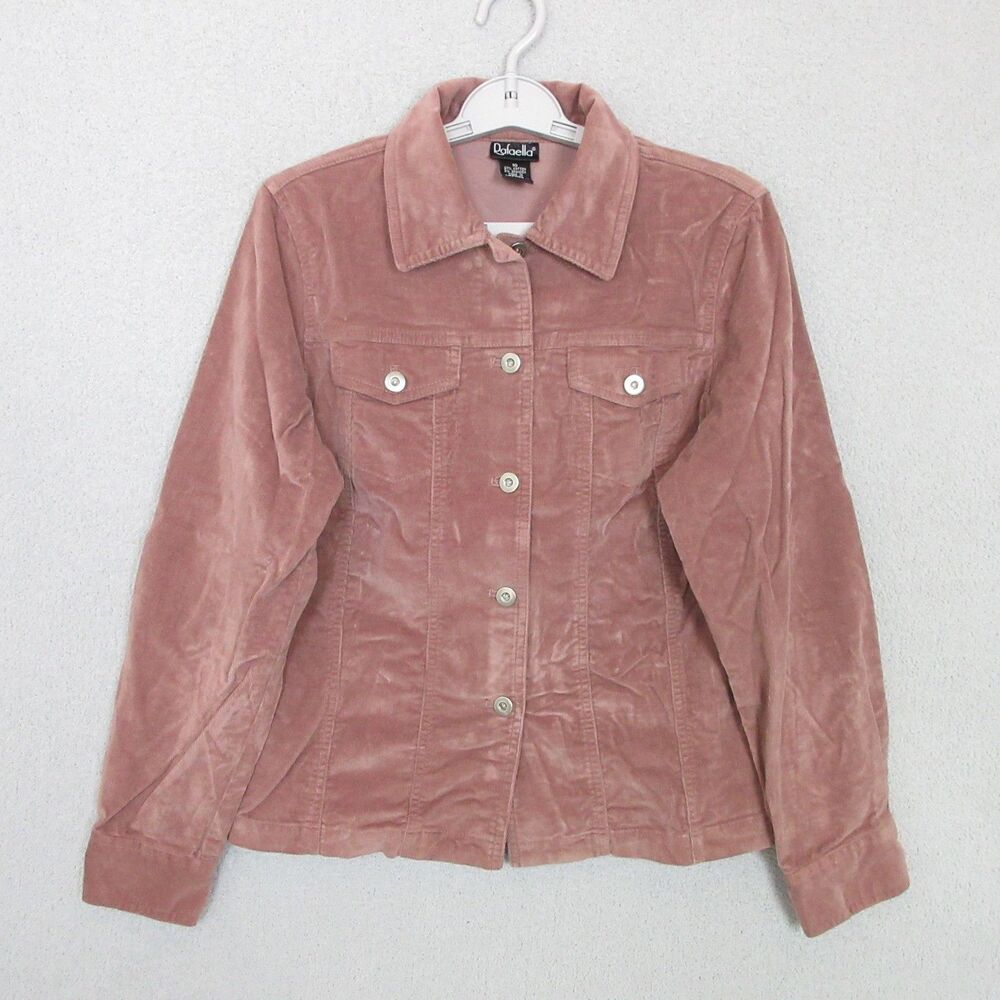 Rafaella Jacket Womens 10 Corduroy Button Front Long Sleeve Dusty Rose